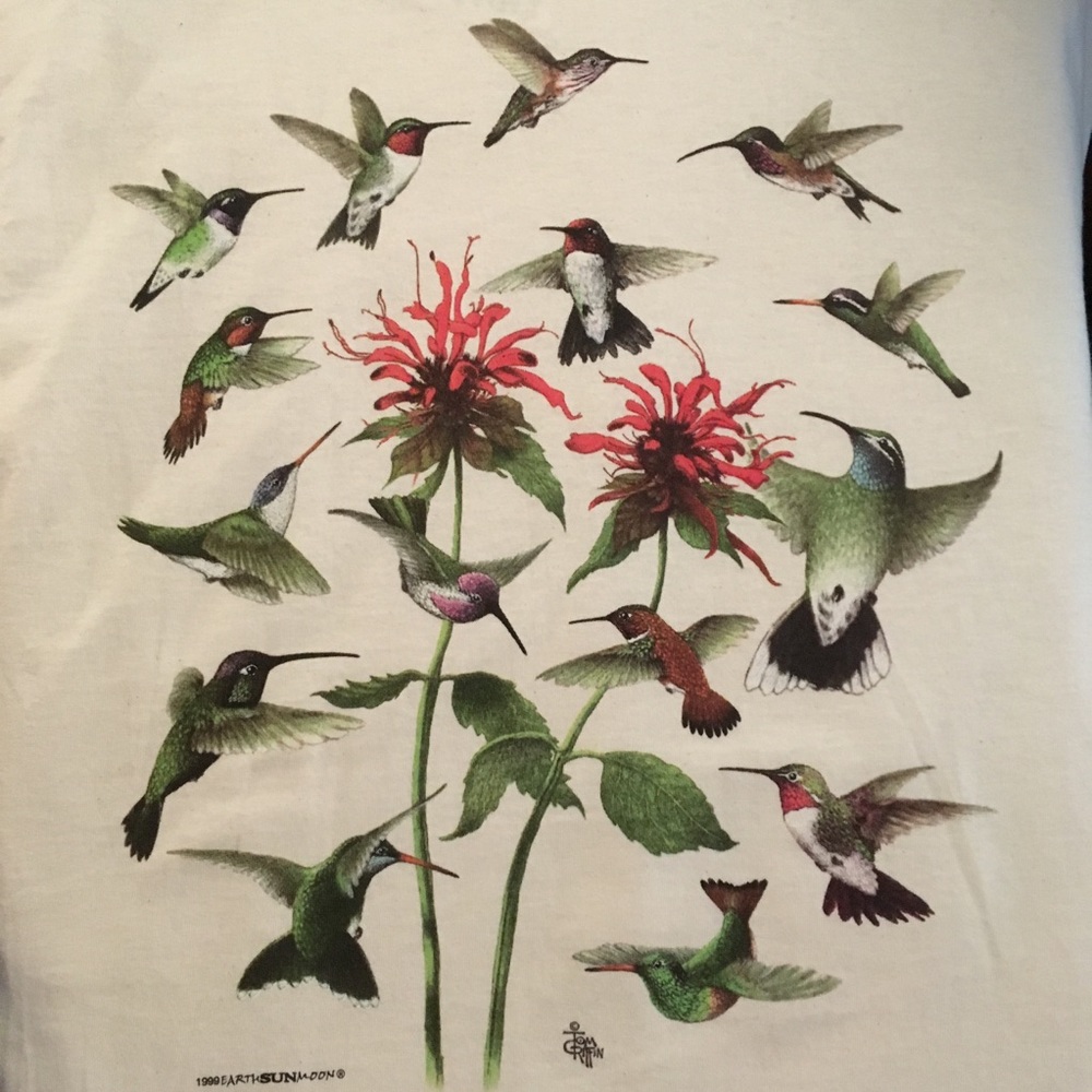 Hummingbirds cream colored shirt Gildan